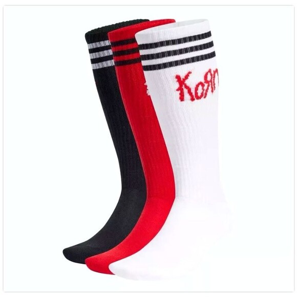 NWT Adidas KORN Crew Sock Set Of 3 Pairs 30th Anniversary, size SMALL - Picture 1 of 4